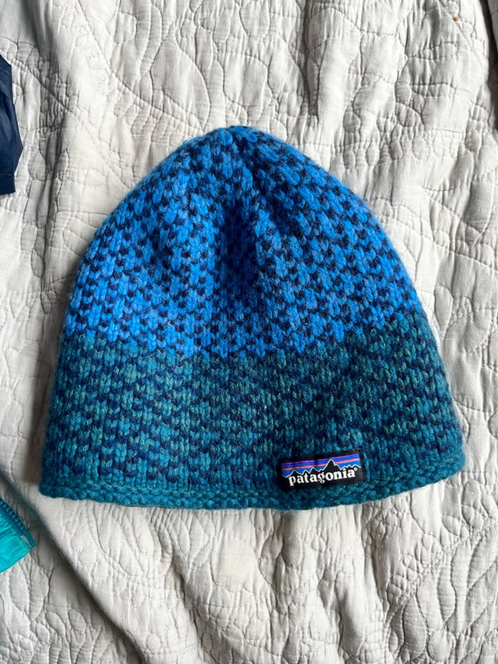Patagonia Blue Fleece-Lined Knit Beanie